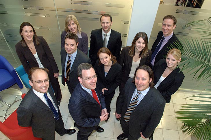 Wide Angle view form above on a group of bond pearce staff